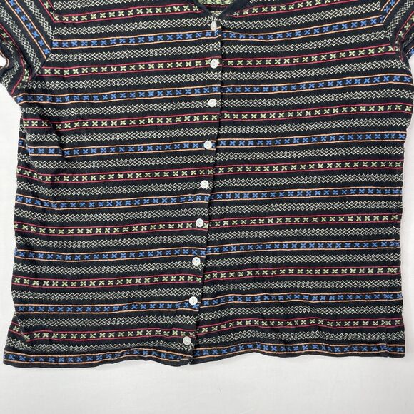 Aeropostale Womens Top Large Vintage Cropped Striped Button Front 100% Cotton - Picture 4 of 6